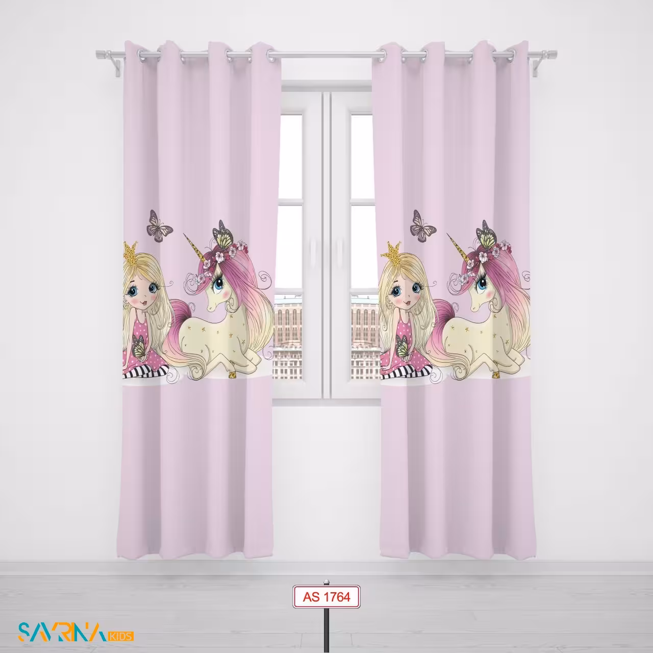 پرده پنلی بچگانه طرح شاهزاده خانوم کد AS1764