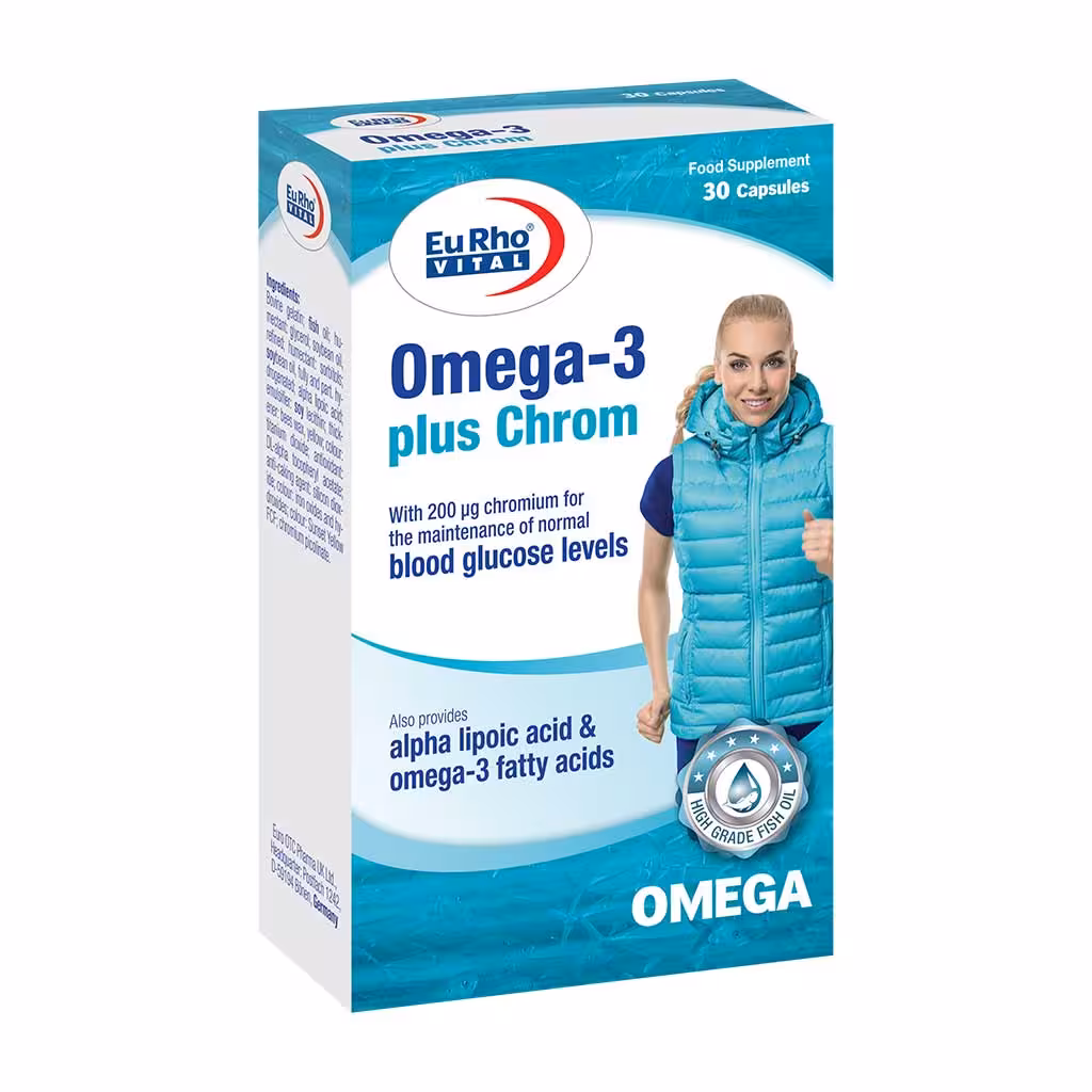 کپسول امگا3 پلاس کروم یوروویتال 30عدد | Eurho vital Omega 3 Plus Chrom