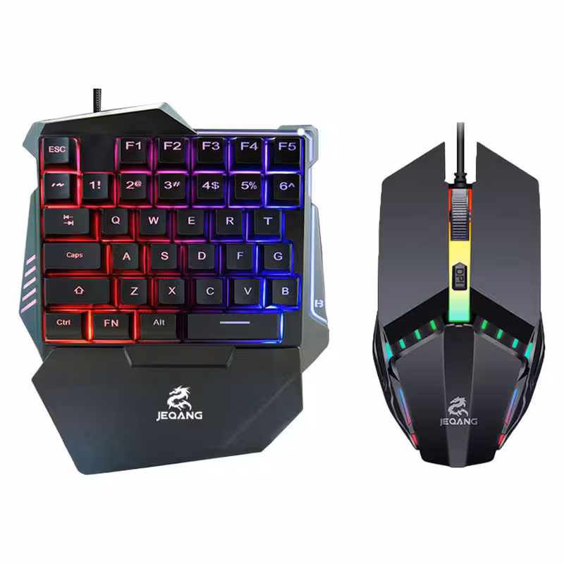 کیبورد و موس مخصوص بازی جکنگ مدل JK-913، سوییچ ممبران، Full-Size، نورپردازی LED RGB | کالا مکس