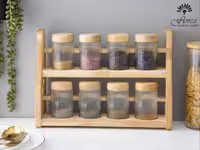 استند ادویه 8 تایی هلما شیشه راه راه کد AH-6008 فلورا