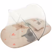 پشه بند کودک تیک مک مدل دوفیل به همراه تشک و بالش