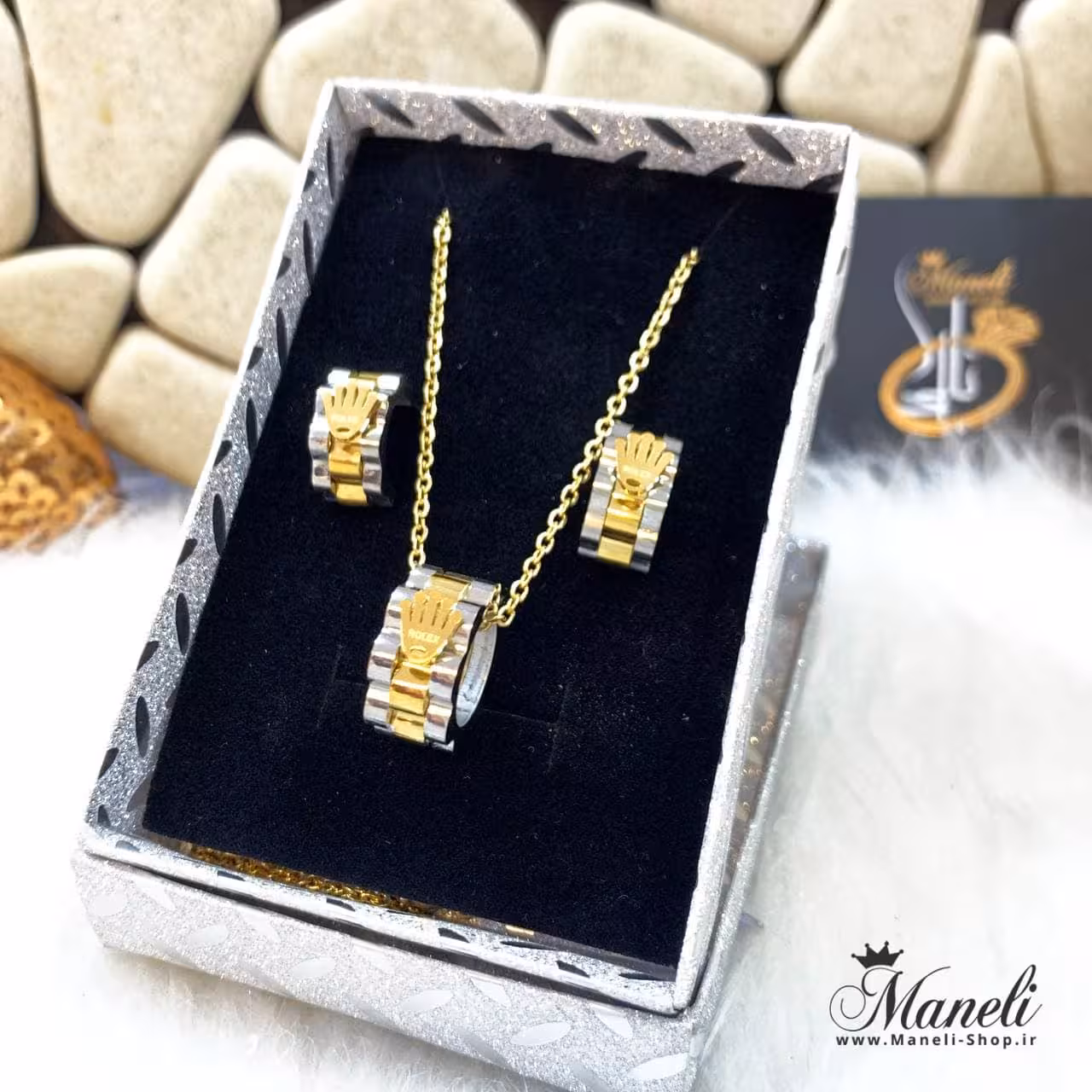 نیم ست رولکس طلایی نقره ای 409