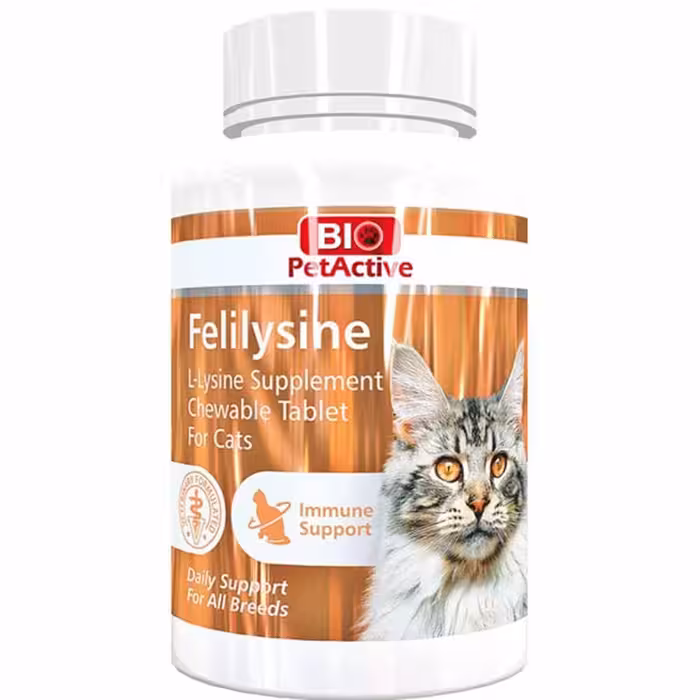 قرص لیزین گربه بایوپت اکتیو مدل L-lysin تعداد 90 عدد