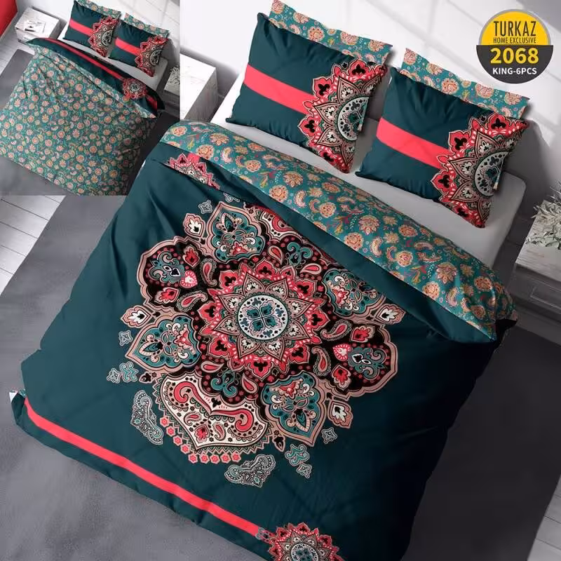 سرویس روتختی طرح اسلیمی برند Turkaz دو نفره کد 2068