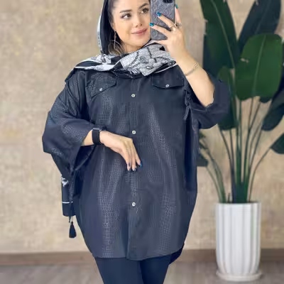پانچو زنانه داکرون مدل کیمونو پوست ماری
