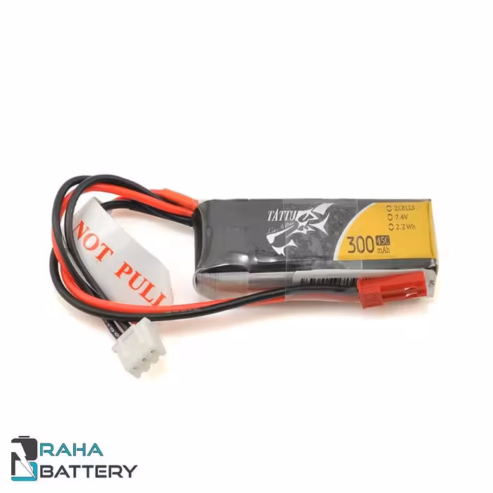 باتری لیتیوم پلیمر 2 سل Tattu 300mAh 45C