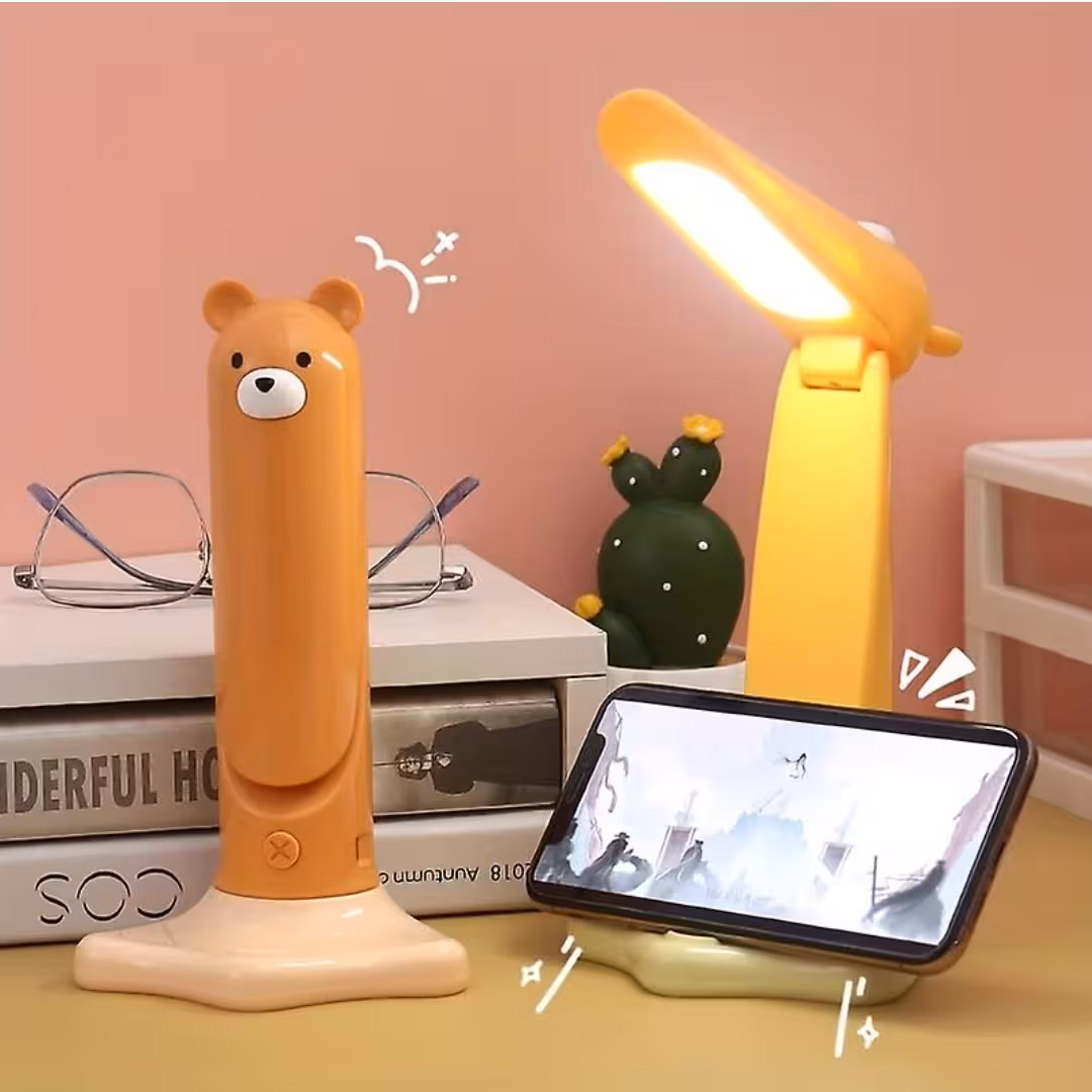 چراغ مطالعه تاشو و استند موبایل  طرح خرس قهوه ای