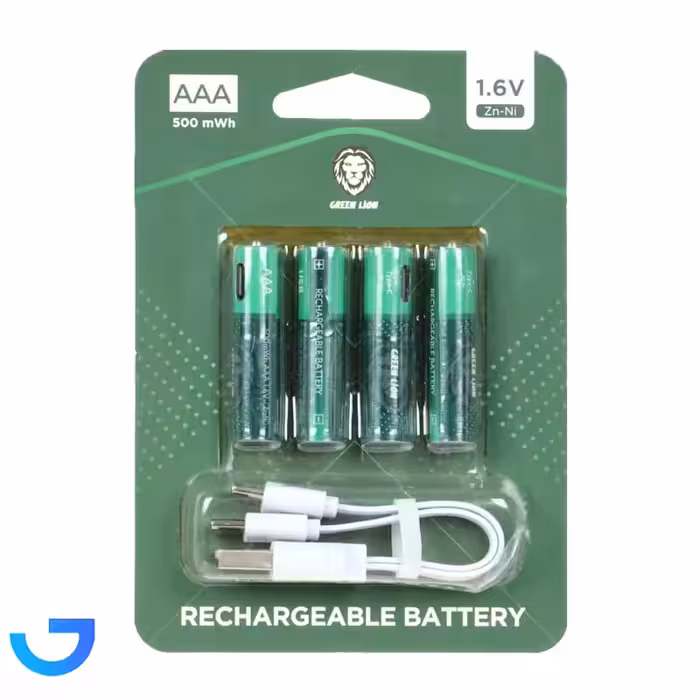 جزئیات ، قیمت و خرید باتری نیم قلمی قابل شارژ گرین لاین مدل Green Lion-AAA  500mWh | فروشگاه آریا