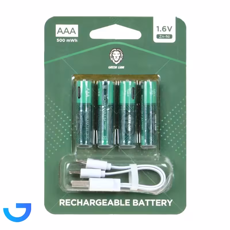 جزئیات ، قیمت و خرید باتری نیم قلمی قابل شارژ گرین لاین مدل Green Lion-AAA  500mWh | فروشگاه آریا