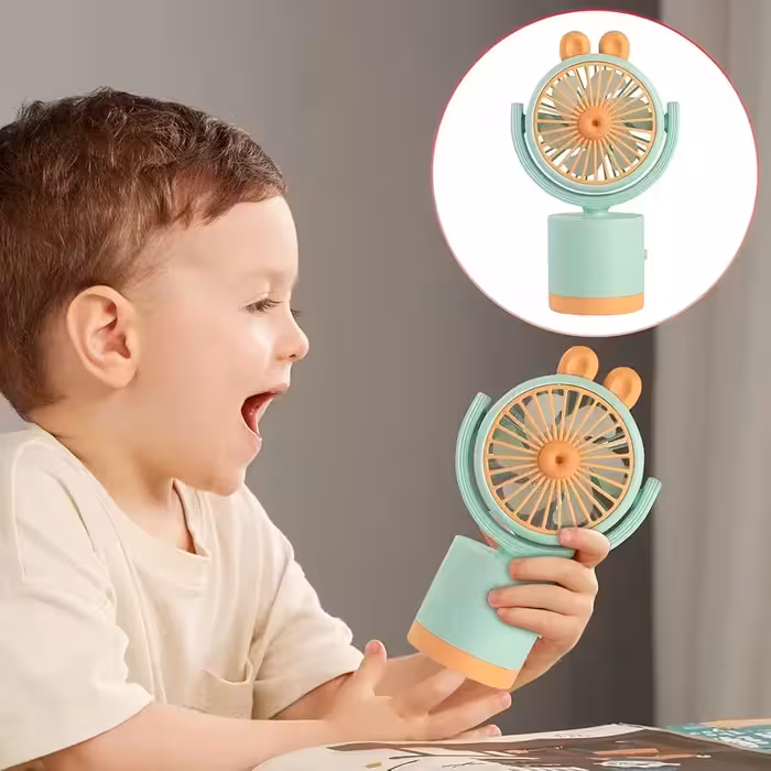 پنکه شارژی دستی آبی نارنجی کد ZB141