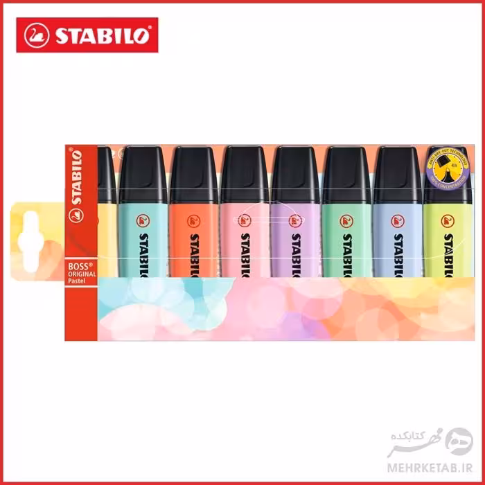 بسته هشت عددی هایلایتر پاستلی استابیلو STABILO BOSS ORIGINAL Pastel set of 8 new pack