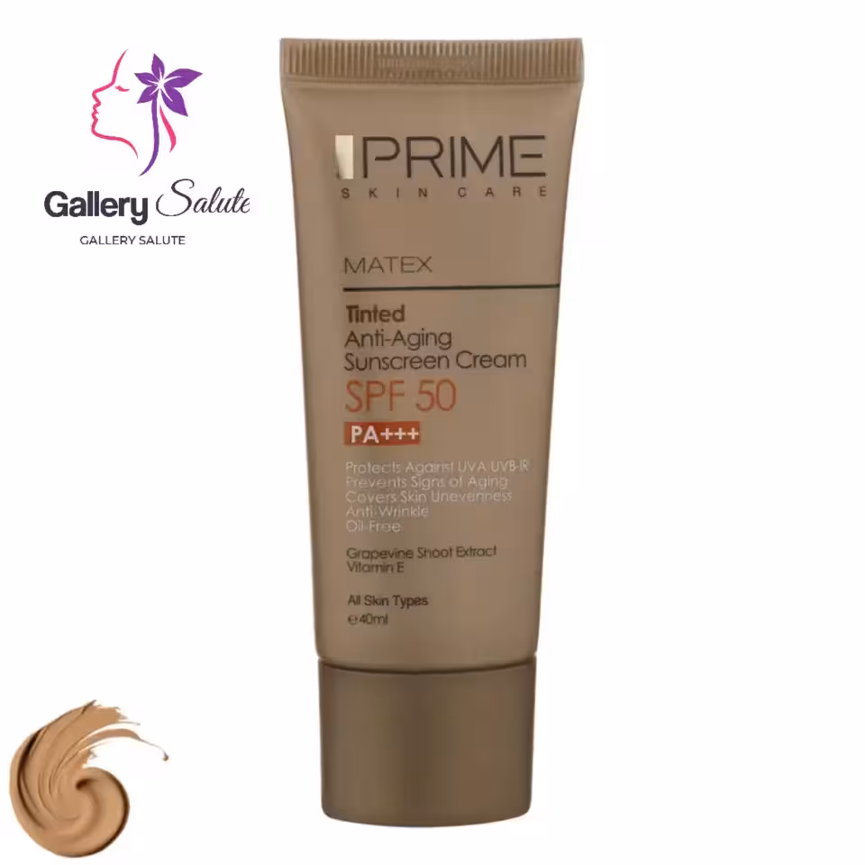 کرم ضد آفتاب رنگی جوان کننده پرایم SPF50 مدل Matex، حجم 40 میلی‌لیتر / Matex Tinted Prime SPF50 Sunscreen, 40ml