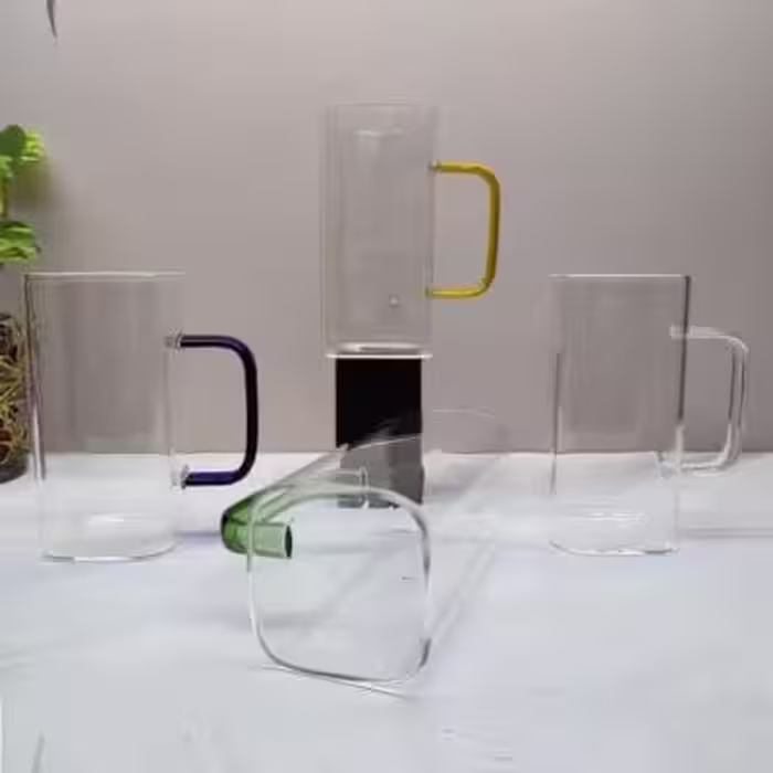 لیوان پیرکس مربع دسته رنگی 6*12