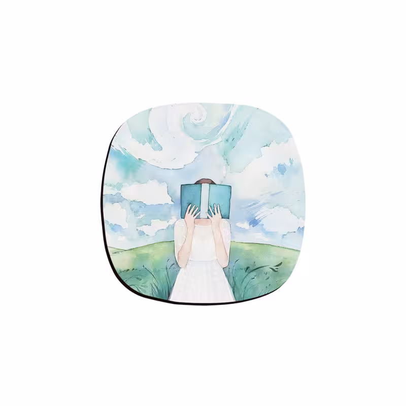 زیر لیوانی ترمه طراحان ایده مدل دختر کتابخون کد cfp408