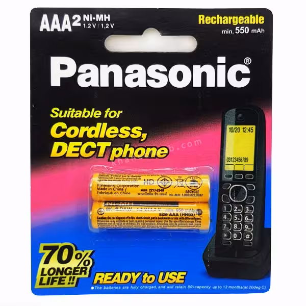 باتری نیم قلمی شارژی پاناسونیک (بسته 2 عددی)