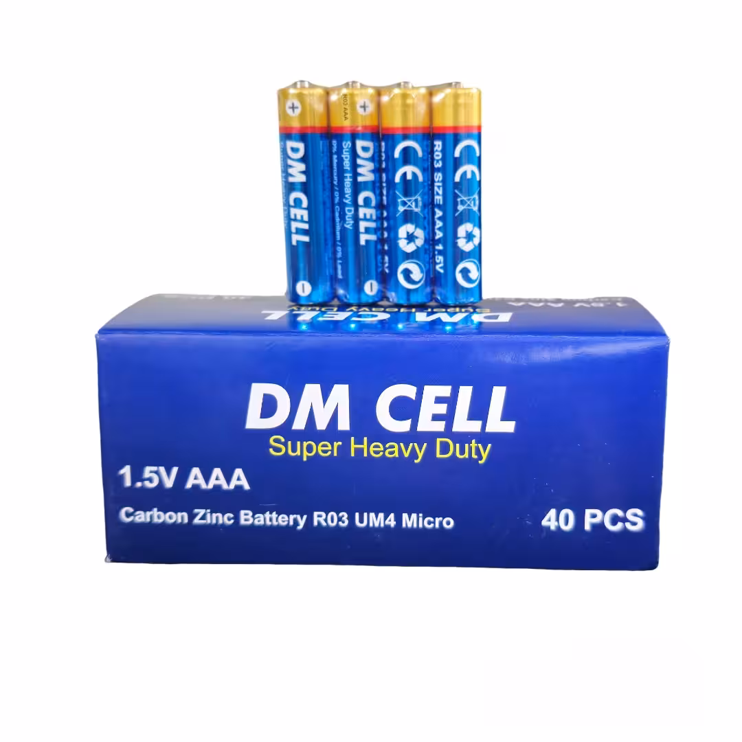 باتری نیم قلم DM CELL بسته 40 عددی heavy duty