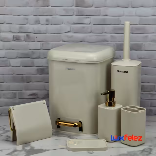 ست سرویس بهداشتی همارا مدل پدالی چهارگوش شش پارچه