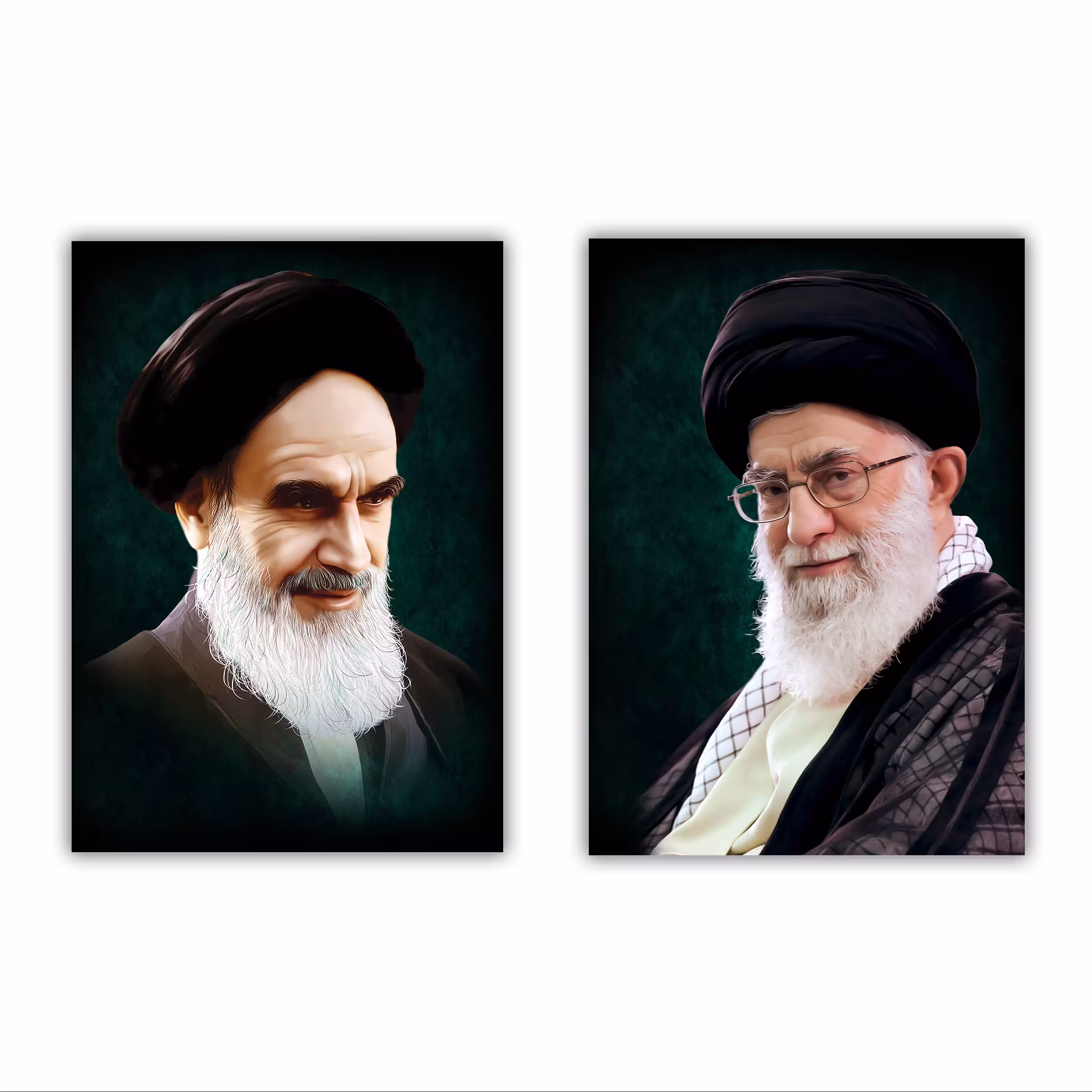 تابلو شاسی مدل امام خمینی و آیت الله خامنه ای مجموعه دو عددی سایز 20در28 کد 18 