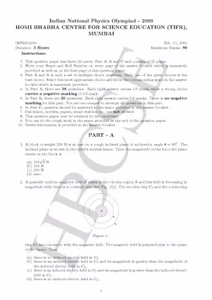 خرید و دانلود نسخه کامل کتاب INPhO 2009 Physics Question Paper from India Indian National Physics Olympiad