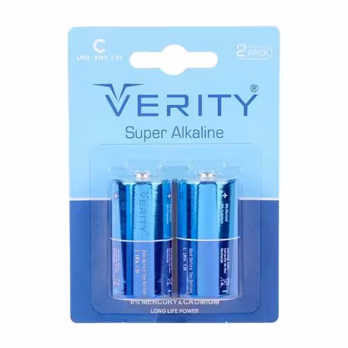 باتری سایز C سوپر آلکالاین برند وریتی VERITY پک 2 عددی