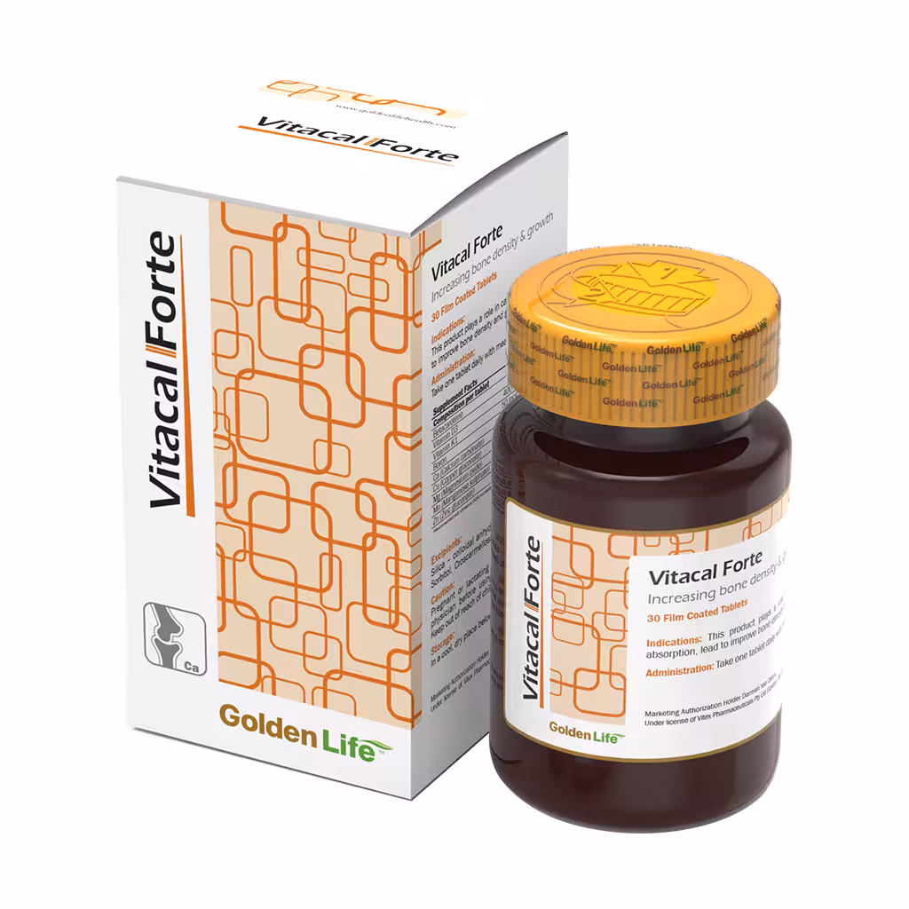 قرص ویتاکل فورت گلدن لایف افزایش تراکم و محرک رشد استخوان 30 عددی VITACAL FORTE GOLDEN LIFE