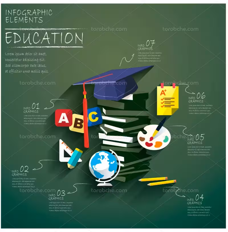وکتور اینفوگرافیک آموزشی | گرافیک با طعم تربچه
