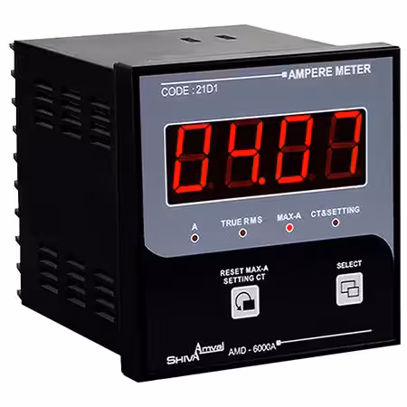آمپر متر تکی 96 دیجیتال شیوا امواج کد21D1 مدل AMD-6000A