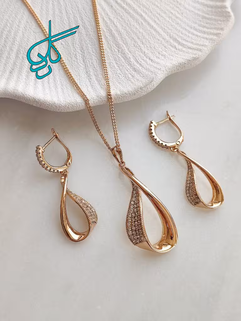 خرید نیمست زنانه مارک ژوپینگ مدل قطره‌ای با نگین‌های درخشان رنگ ثابت ضد حساسیت کیفیت عالی آبکاری شده کد 1715551 - ردگل