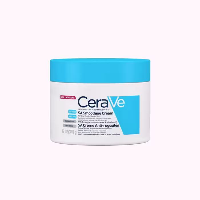کرم کاسه‌ای مرطوب کننده قوی سراوی Cerave مدل Sa Smoothing، رنگ آبی، وزن 340 گرم