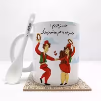خرید ماگ-لیوان  حسین عزیزم اولین عید باهم بودنمون مبارک  (با قابلیت تغییر نام) بدون ،زیر لیوانی   کد 88