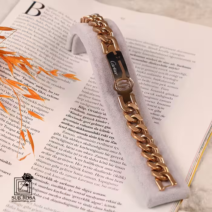 دستبند کارتیر زنجیری رزگلد 13284