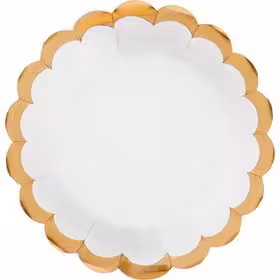 بشقاب سفید طلاکوب سری 10 تایی