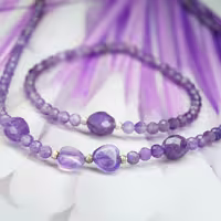 ست دستبند گردنبندآمیتیست ورز گلد کد