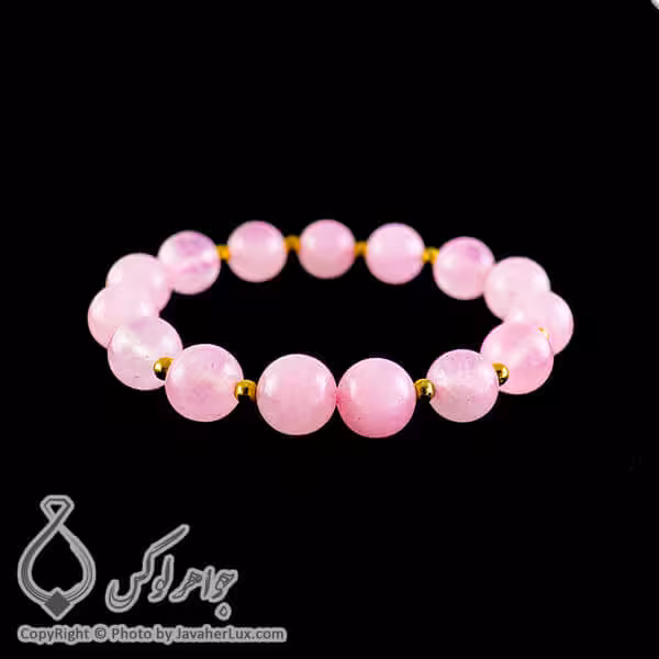 دستبند سنگ رز کوارتز _ کد : 200225