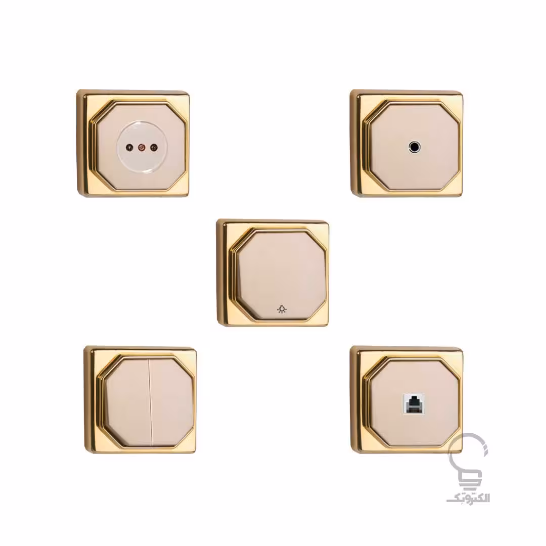 کلید و پریز جور مدل لوکس طلایی مهسان