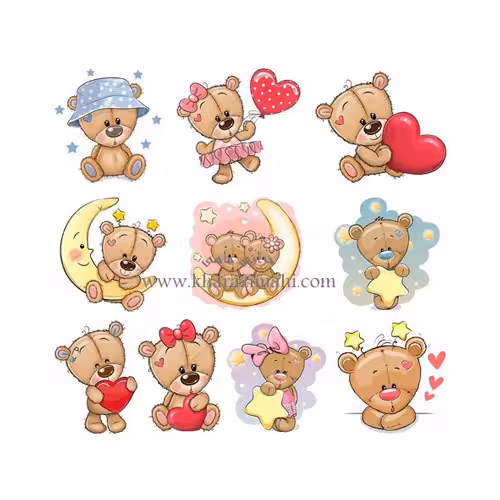 برچسب حرارتی طرح خرسهای کیوت (کد109)