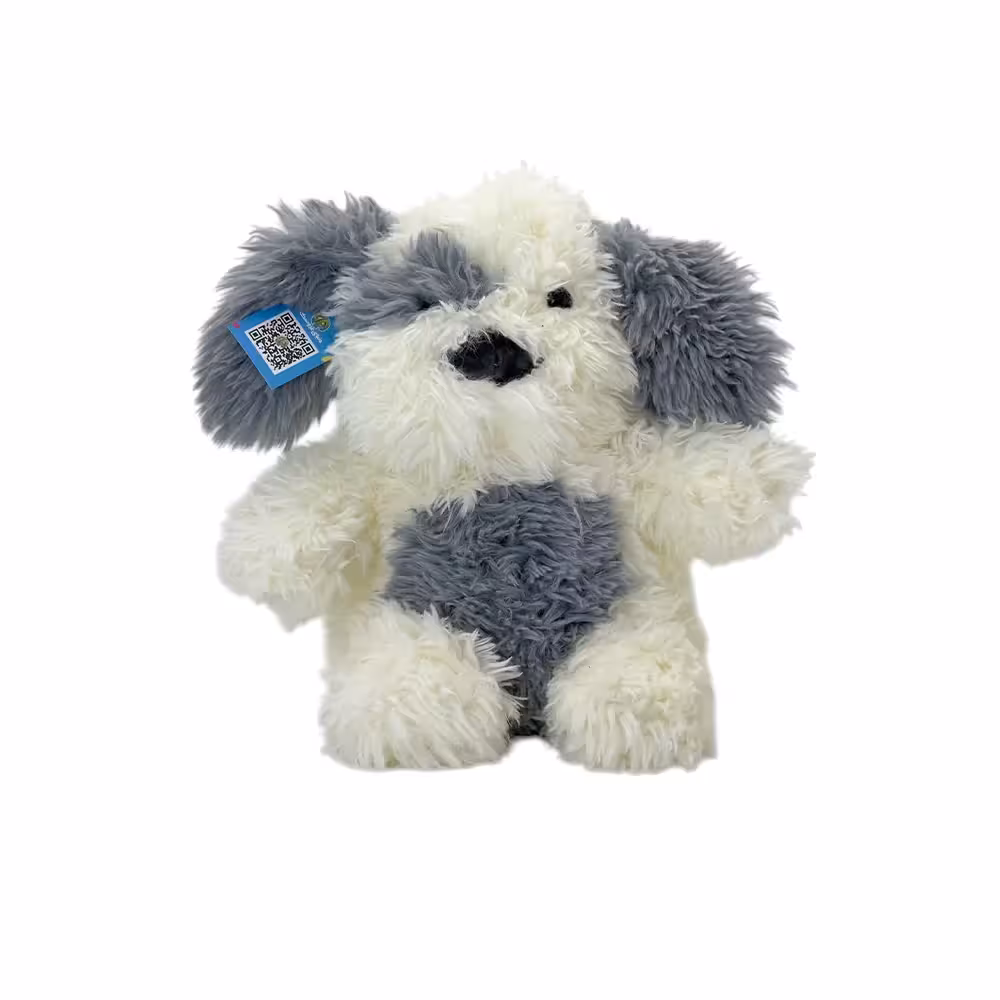 عروسک سگ پولیشی پرز بلند سفید خاکستری 30 سانتی متر کد No.187