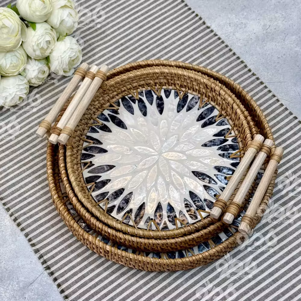 سینی حصیری طرحدار گرد کدsk55