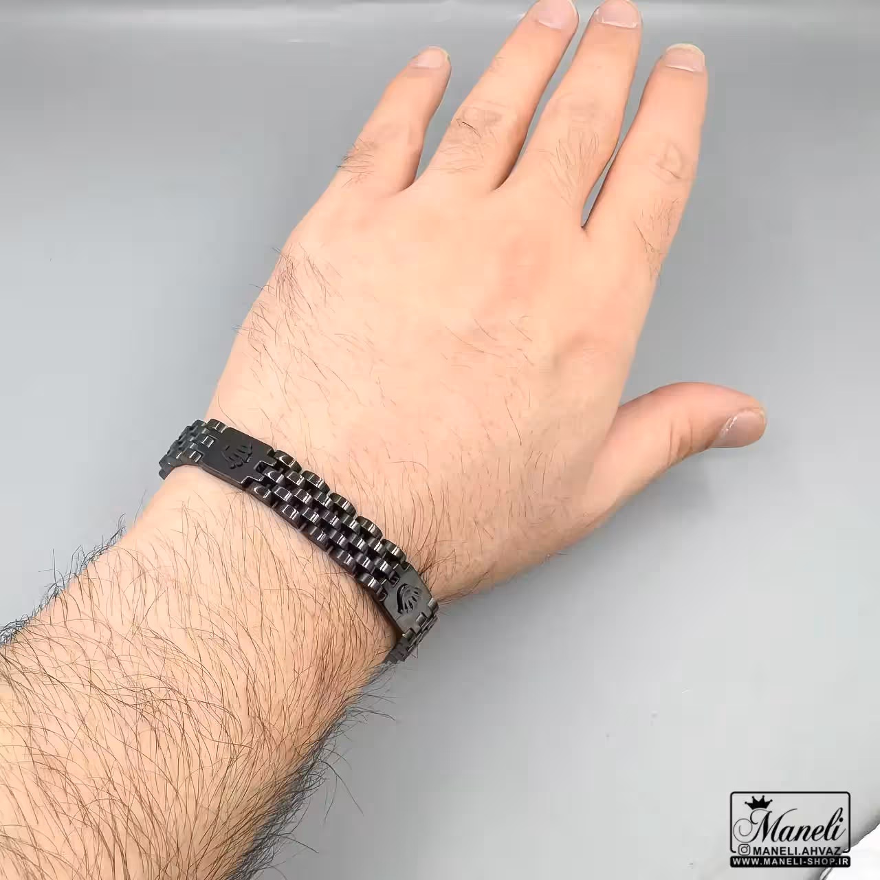 دستبند رولکس مشکی با لوگوی برجسته | استیل | درجه یک 14040316