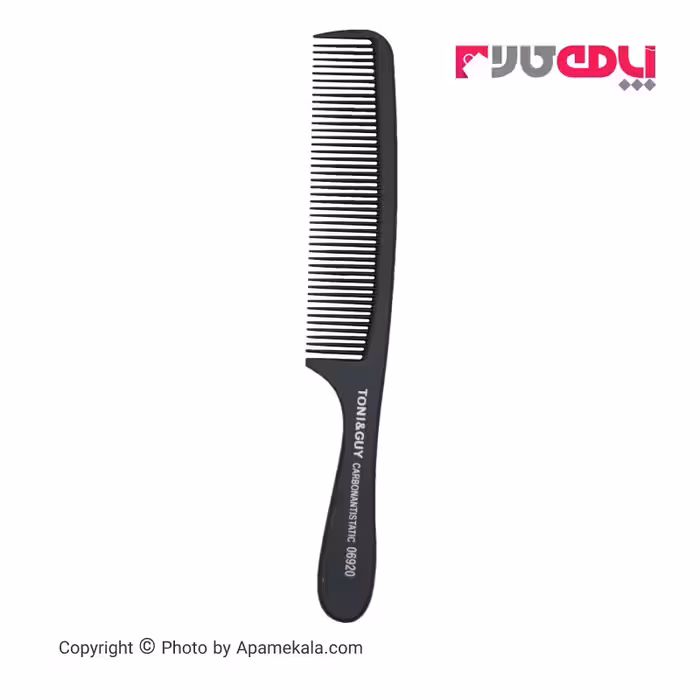 شانه مو دسته دار دندانه ریز تونی اند گای مدل 09620 CarbonAntistatic رنگ مشکی | Toni & Guy