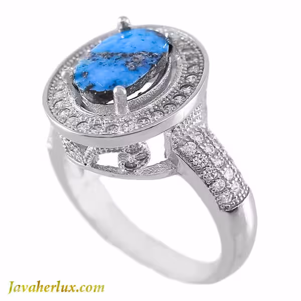 انگشتر نقره زنانه فیروزه نیشابوری مدل ستا _ کد : 100027