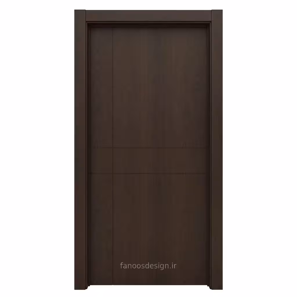 درب مخفی مدرن با پنل چوبی تیره و طراحی دیوارکوب اسلیت‌دار کد 30571