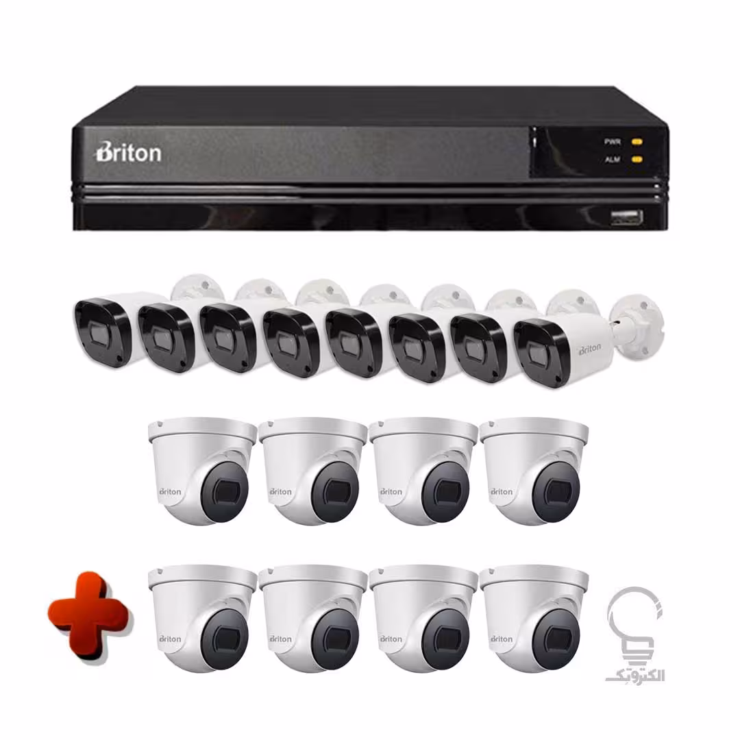 پکیج حرفه ای 16 کانال دوربین مداربسته و دستگاه DVR برایتون