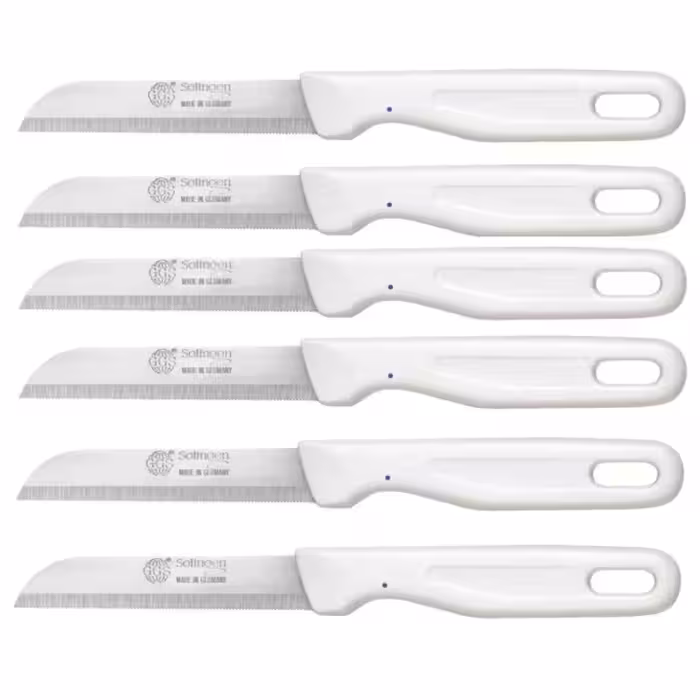 ست 6 عددی کارد میوه زولینگن (Solingen) آلمان با تیغه تیز و دسته سفید مات – انتخابی ممتاز برای آشپزخانه‌های خاص‌پسند