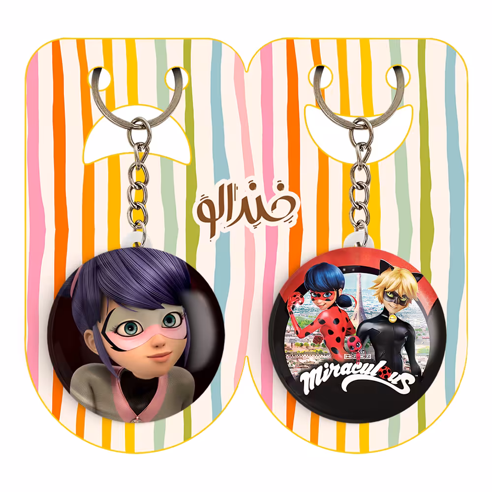 جاکلیدی خندالو مدل دختر کفشدوزکی و پسر گربه ای کد 34563457 مجموعه 2 عددی