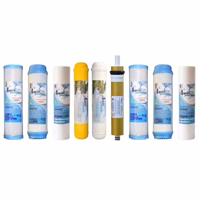 فیلتر دستگاه تصفیه آب آکوا پیورست مدل GL 6900 مجموعه 8 عددی به همراه فیلتر مدل GOLD 75