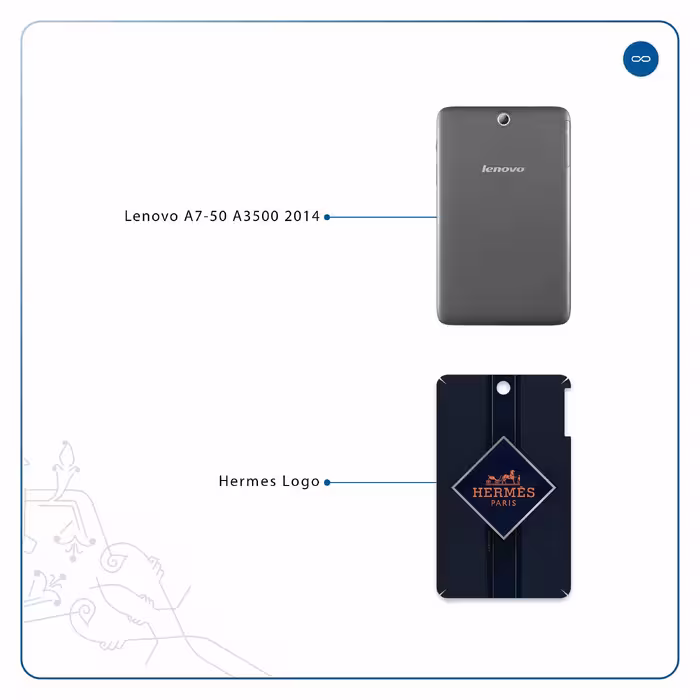 برچسب پوششی ماهوت مدل Hermes-Logo مناسب برای تبلت لنوو A7-50 A3500 2014
