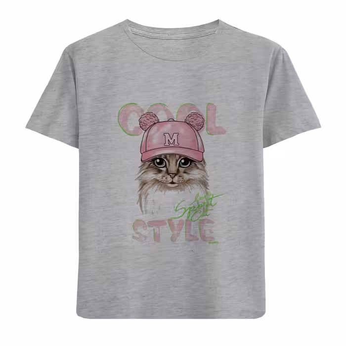 تی شرت آستین کوتاه بچگانه مدل گربه D131