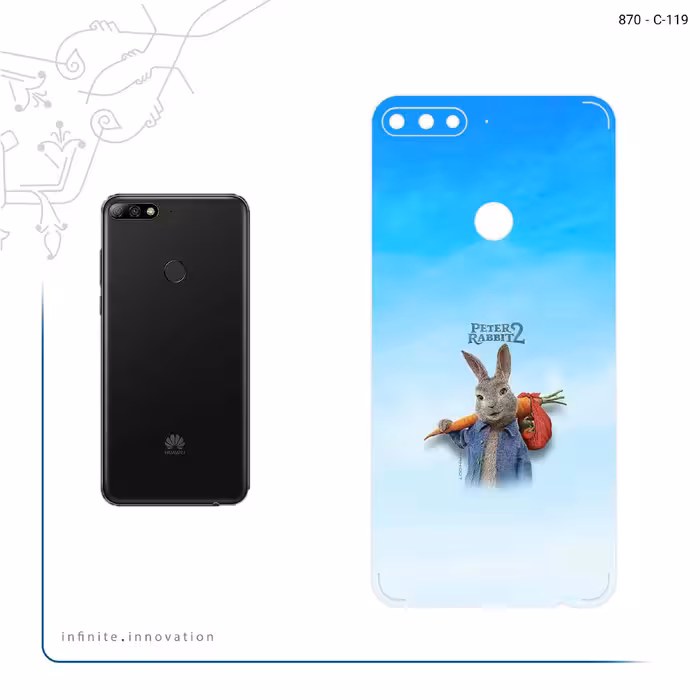 برچسب پوششی ماهوت مدل Peter Rabbit مناسب برای گوشی موبایل هوآوی Y7 Prime 2018
