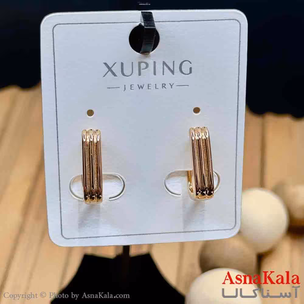 گوشواره زنانه مدل حلقه ای خطی ژوپینگ کد GSH15976W